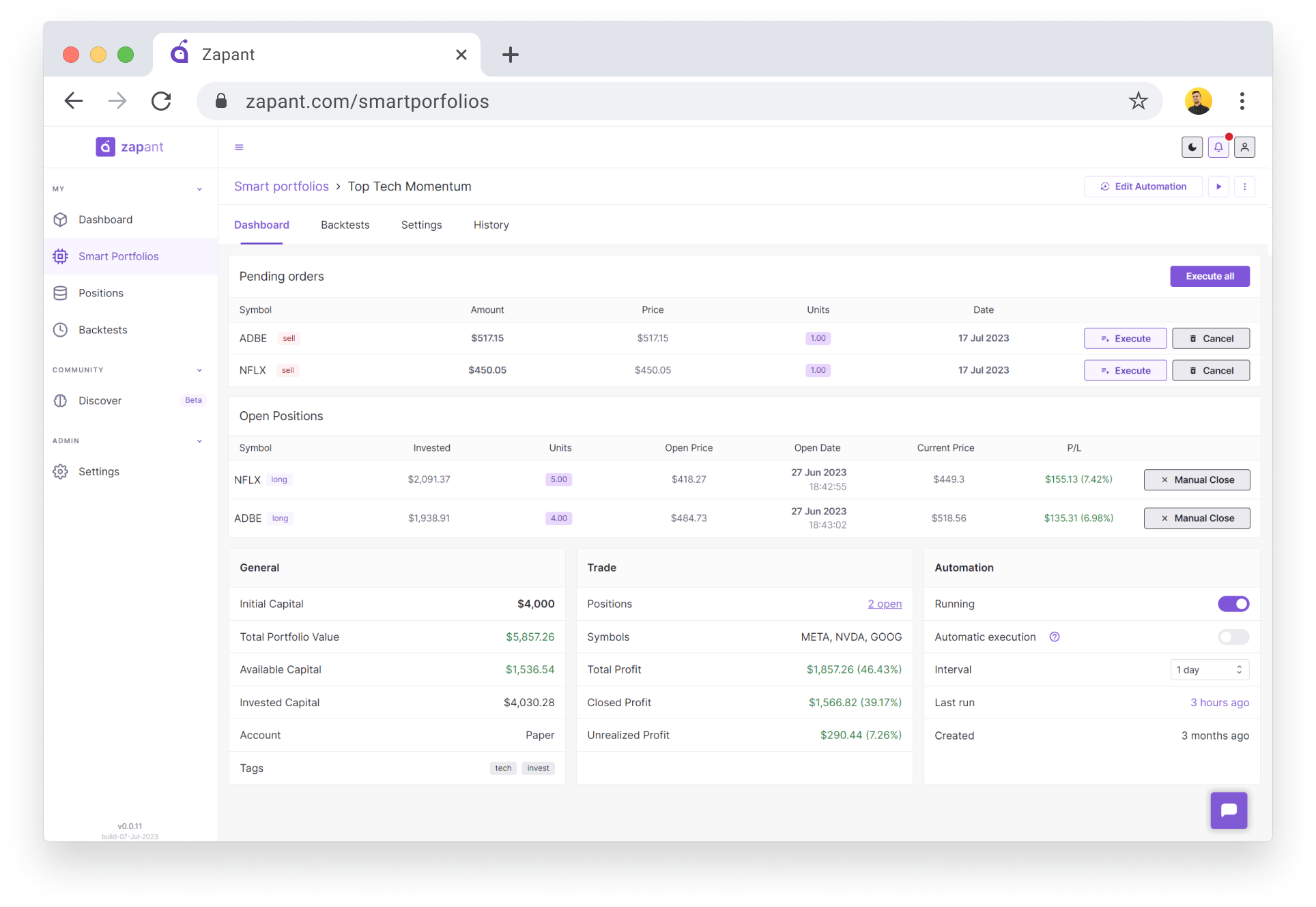 Zapant - Automated Trading
